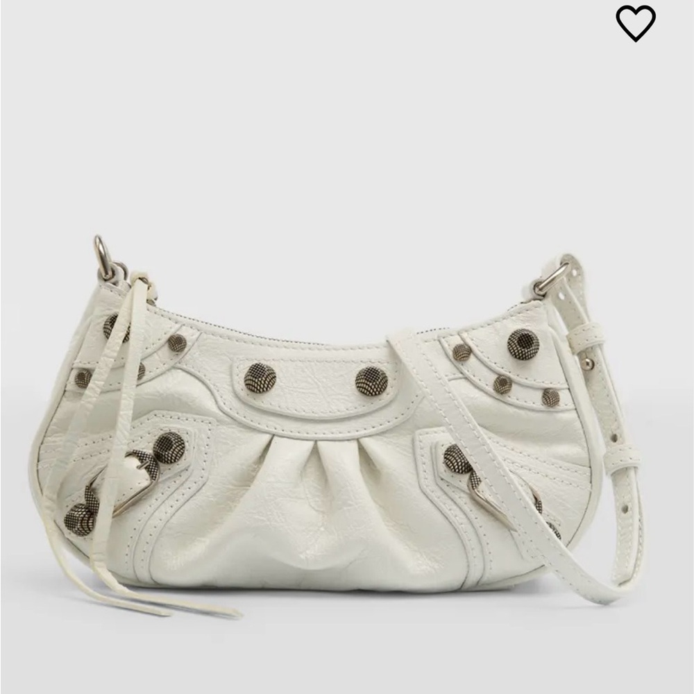 Balenciaga White Leather Shoulder Bag with Stud Details